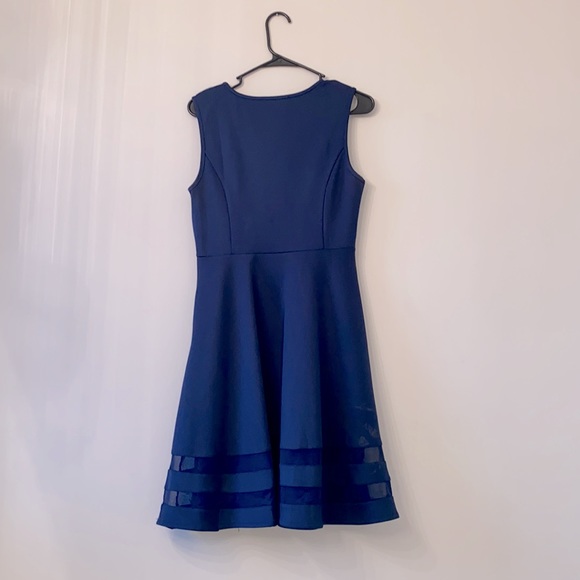 Navy Blue Mesh Inlay Dress - Picture 3 of 3